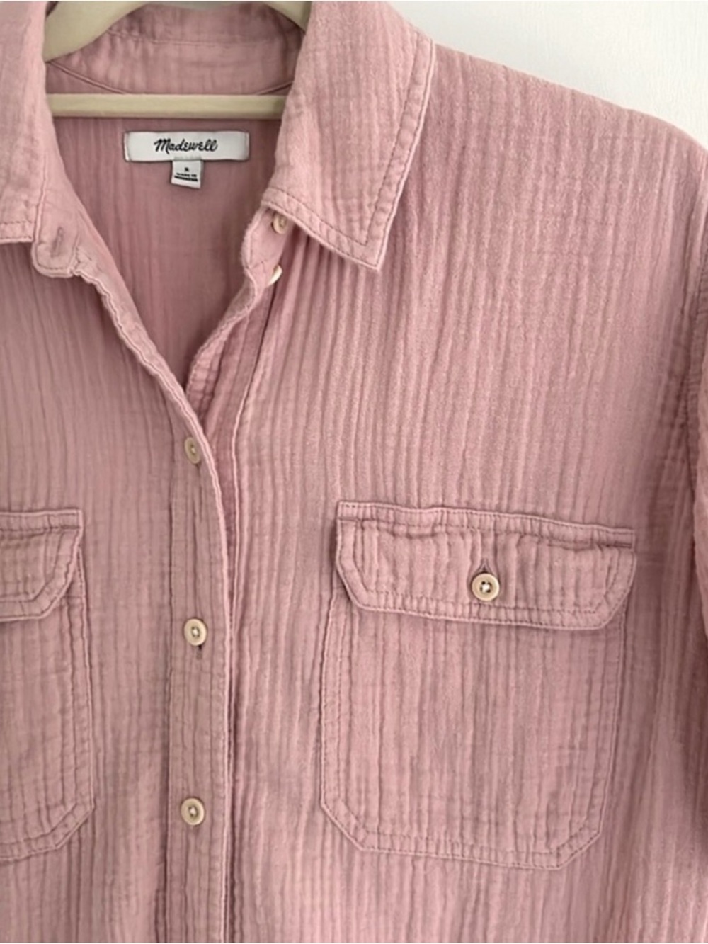 Madewell Blush Pink Textured Button-Up Shirt